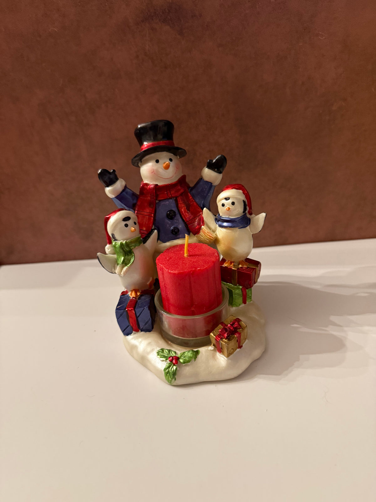 Christmas candle holder with candle