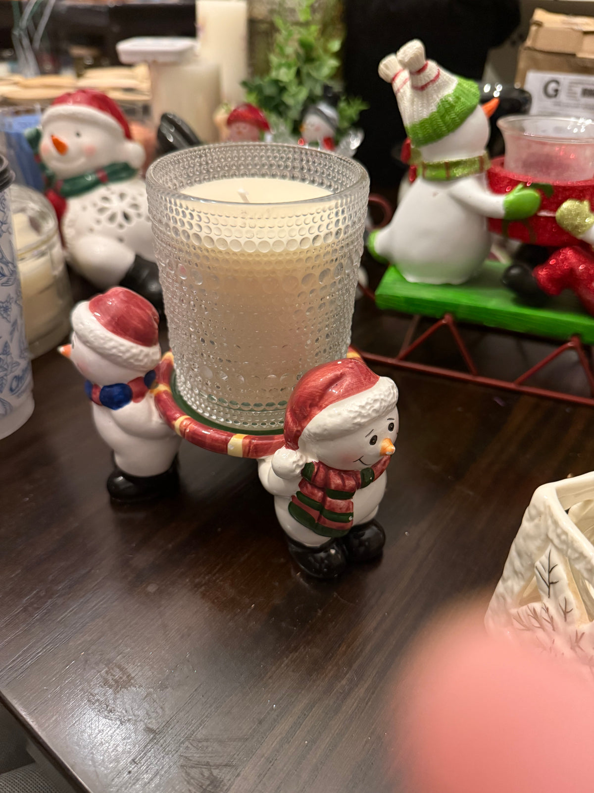 Candle in Christmas candle holder