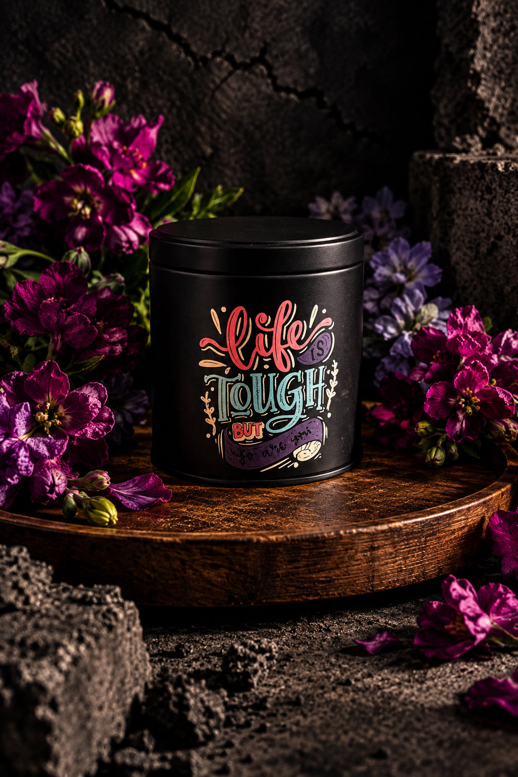 Tin candle with lid