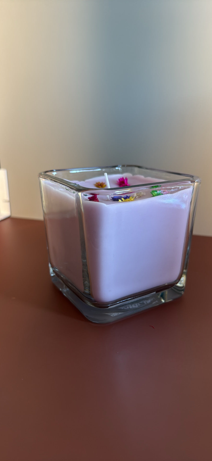 Square glass soy candle