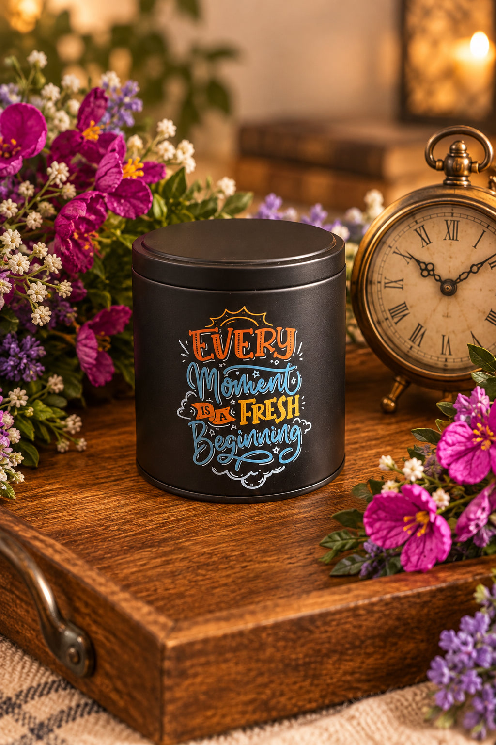 Tin candle with lid