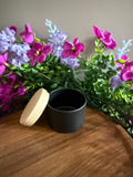 Small tin candle holder with lid