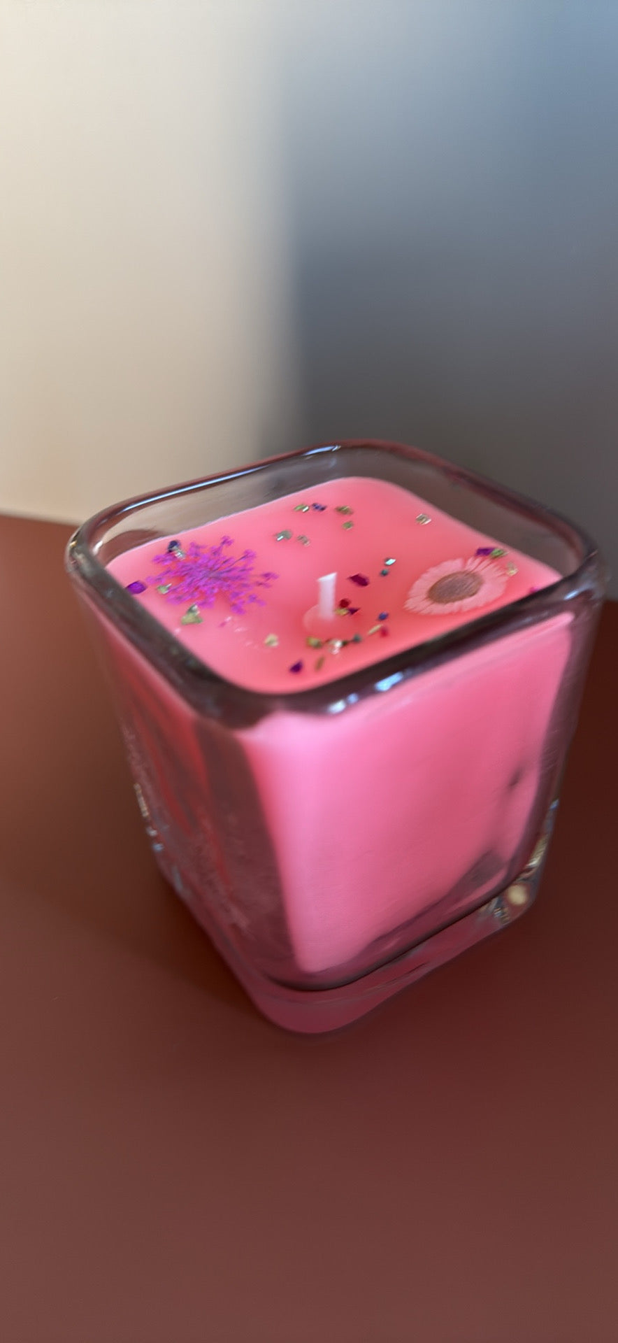 Square glass soy candle
