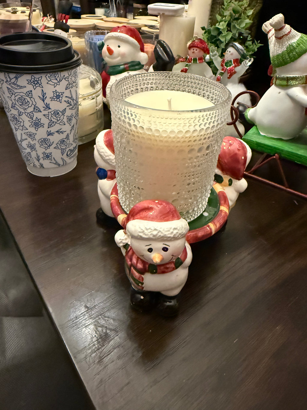 Candle in Christmas candle holder