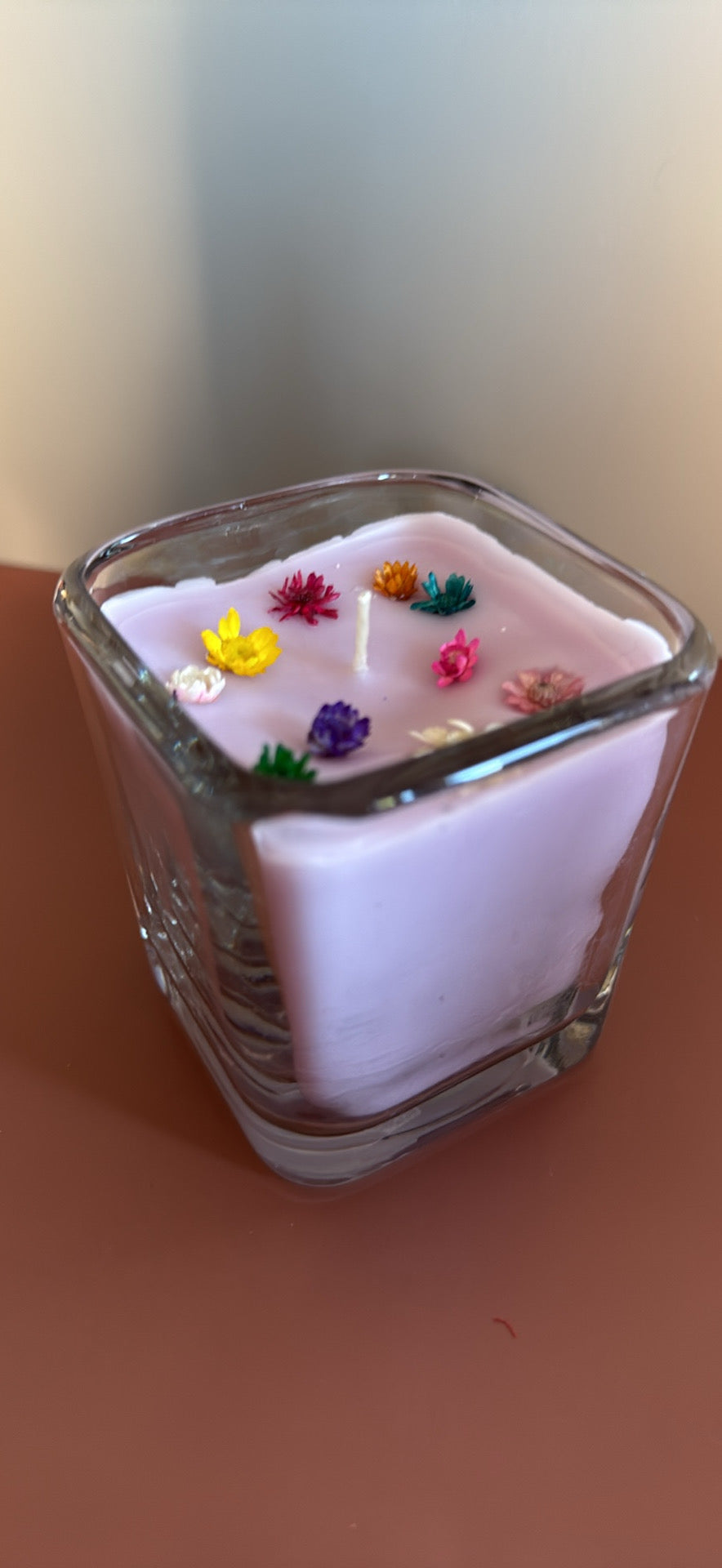 Square glass soy candle