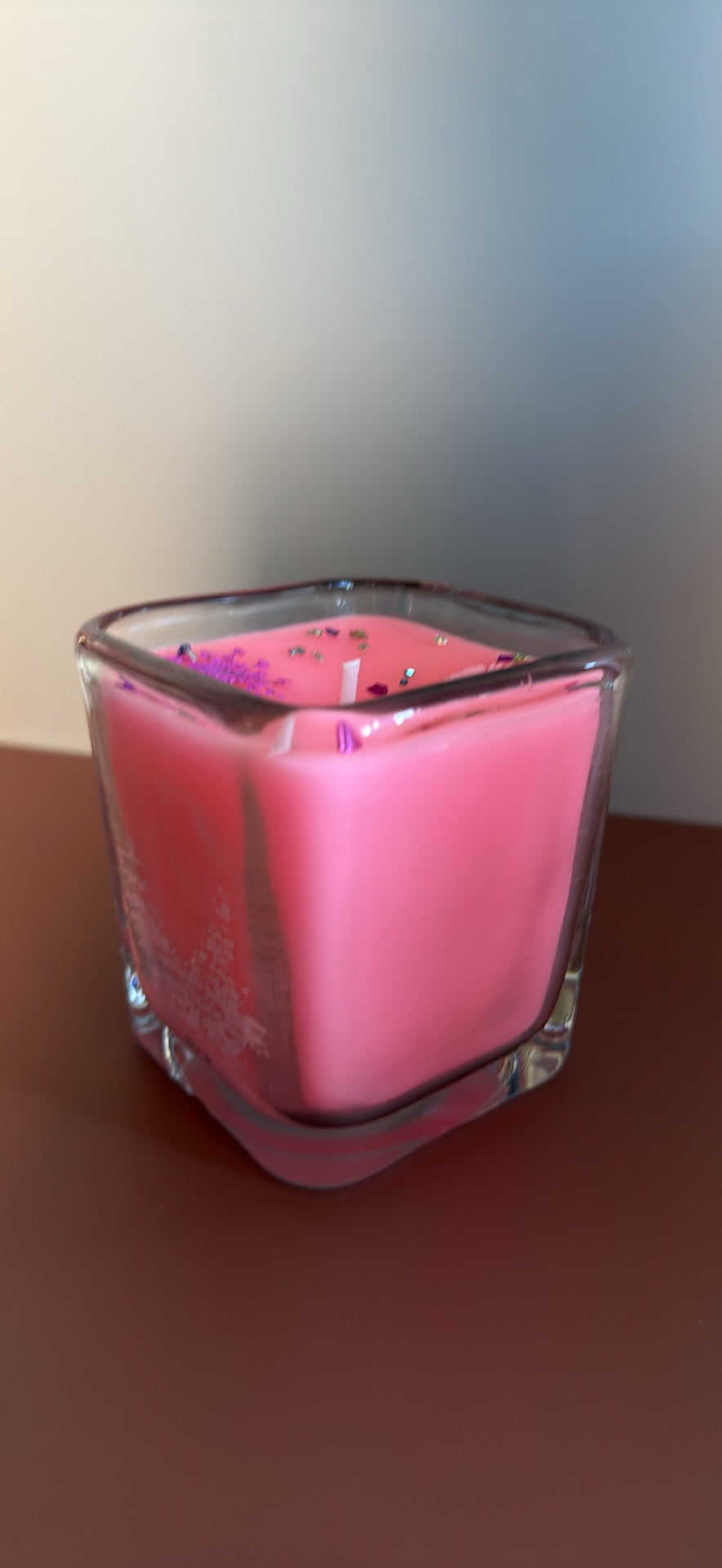 Square glass soy candle