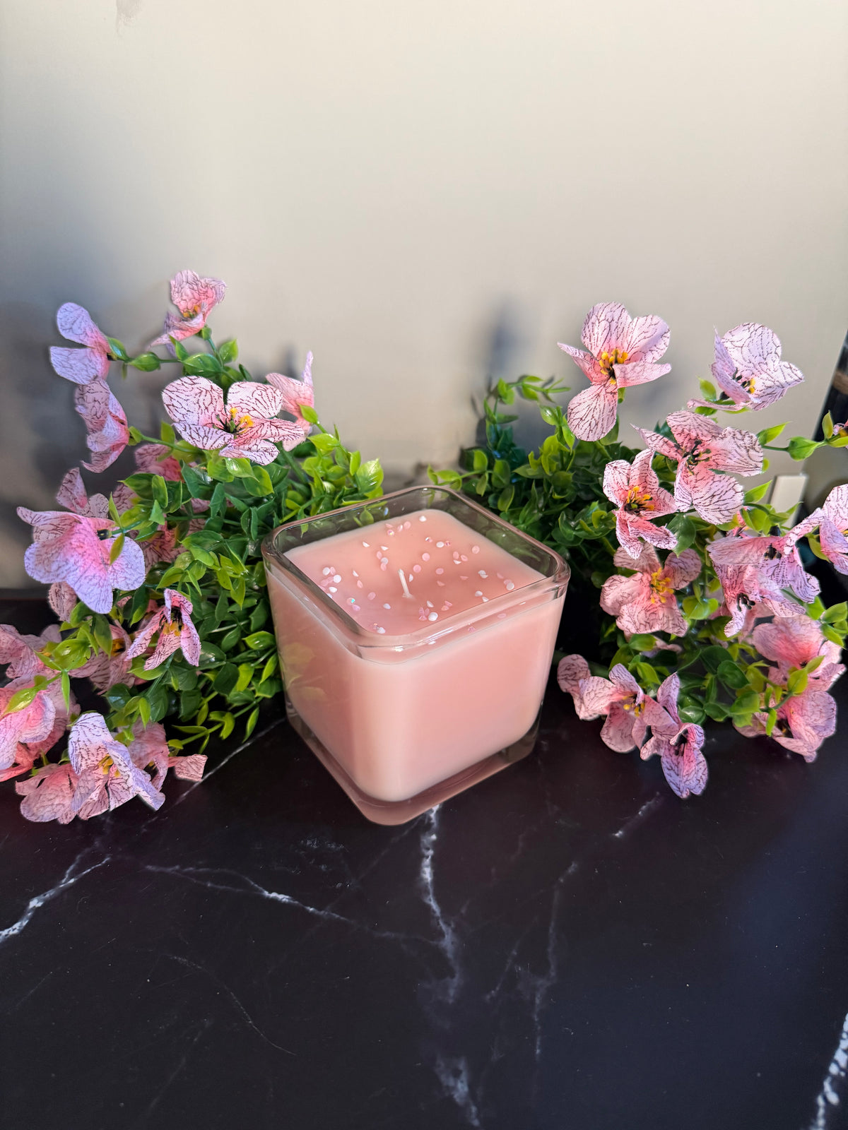 Square glass soy candle