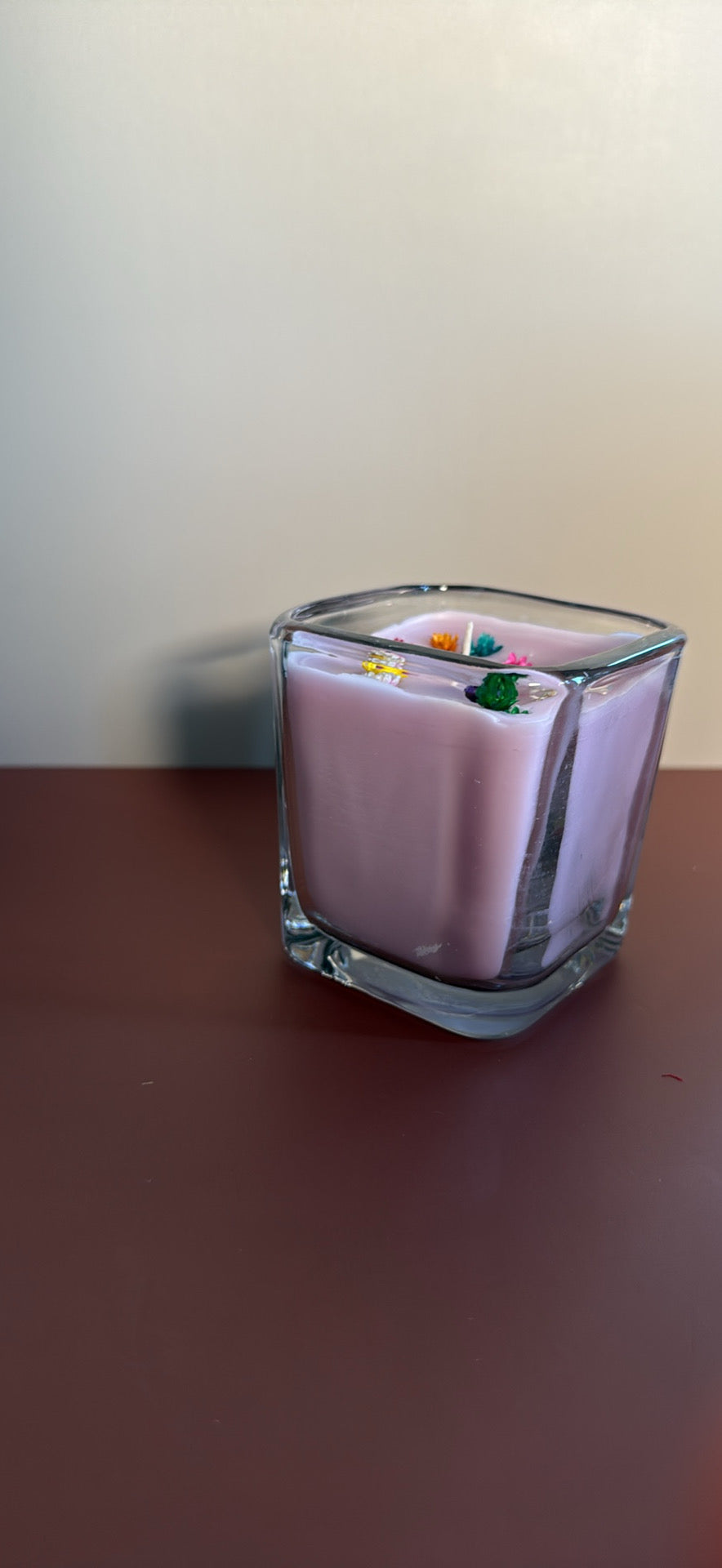 Square glass soy candle