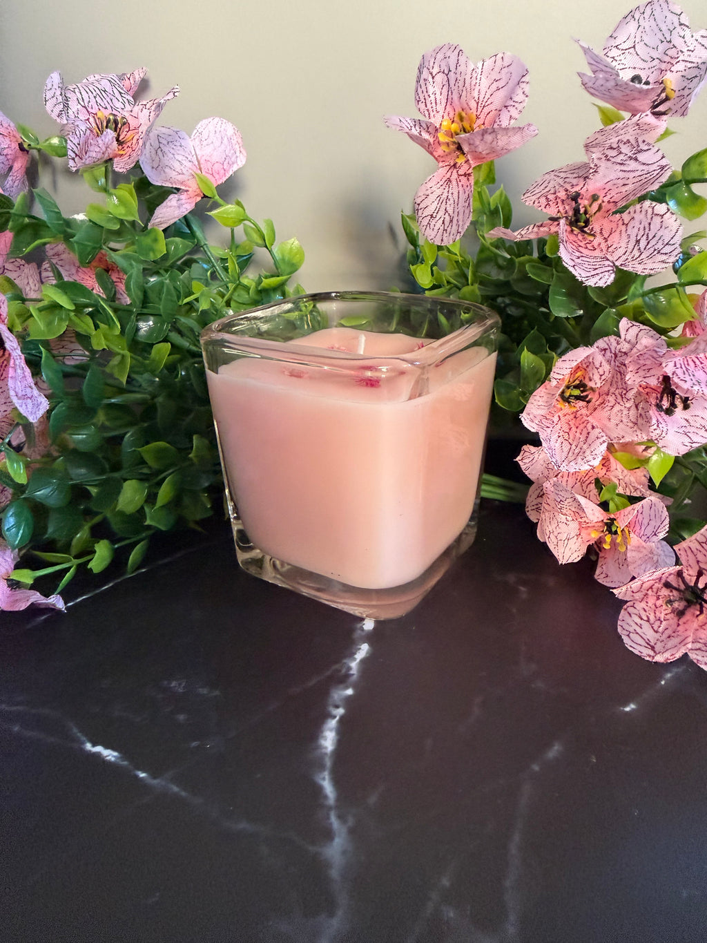 Square glass soy candle