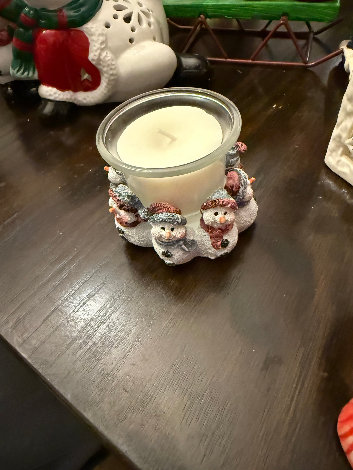 Christmas candle holder with votive candle