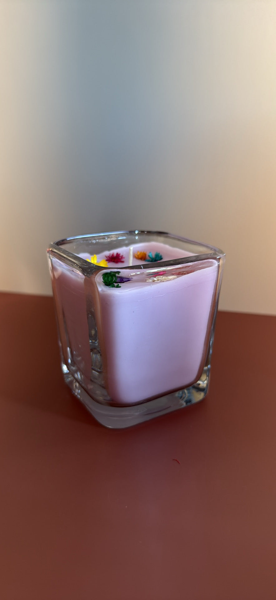 Square glass soy candle