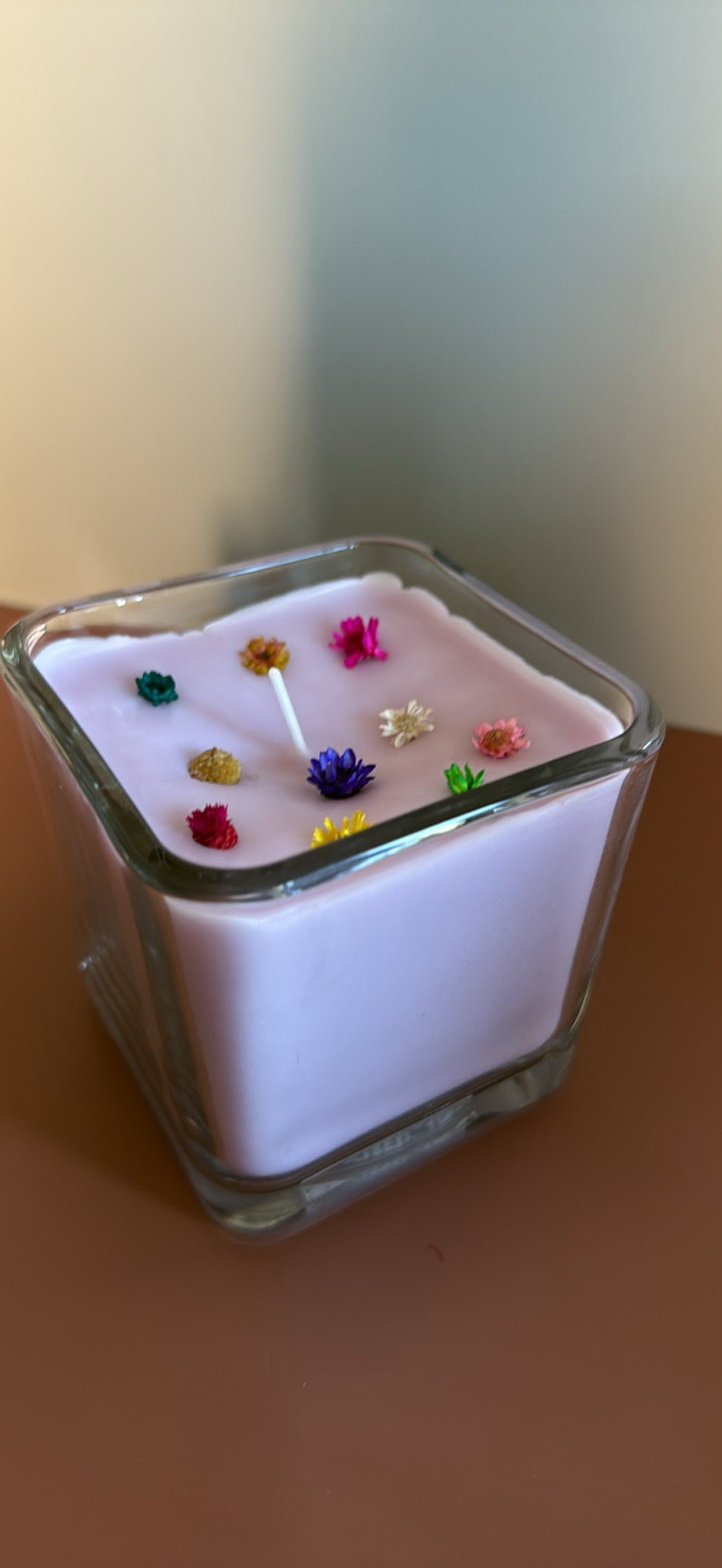 Square glass soy candle