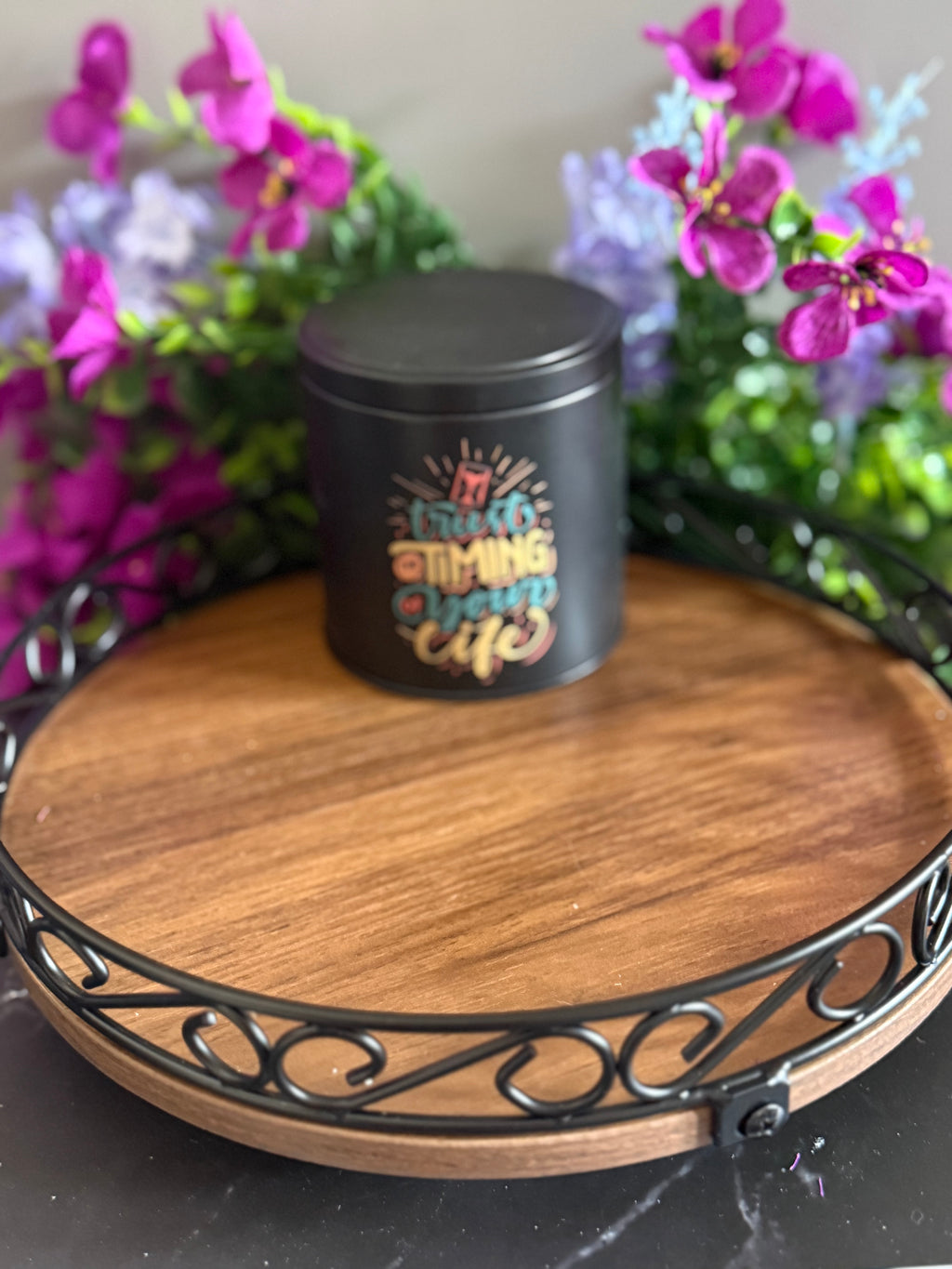 Tin candle with lid