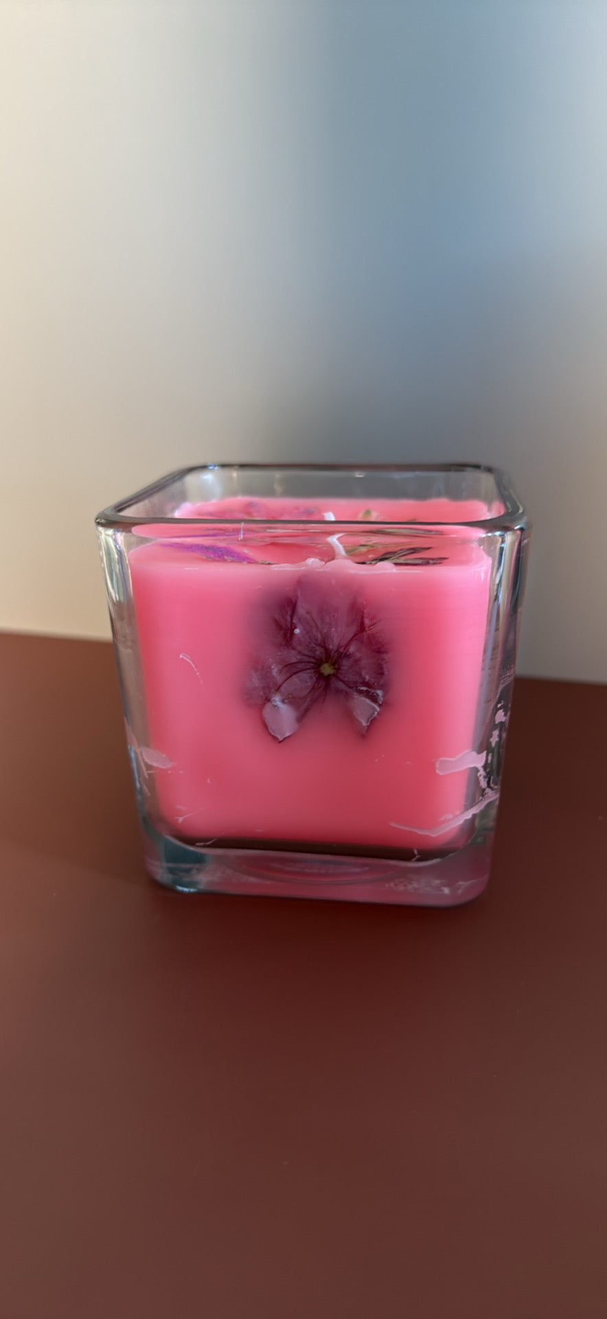 Square glass soy candle
