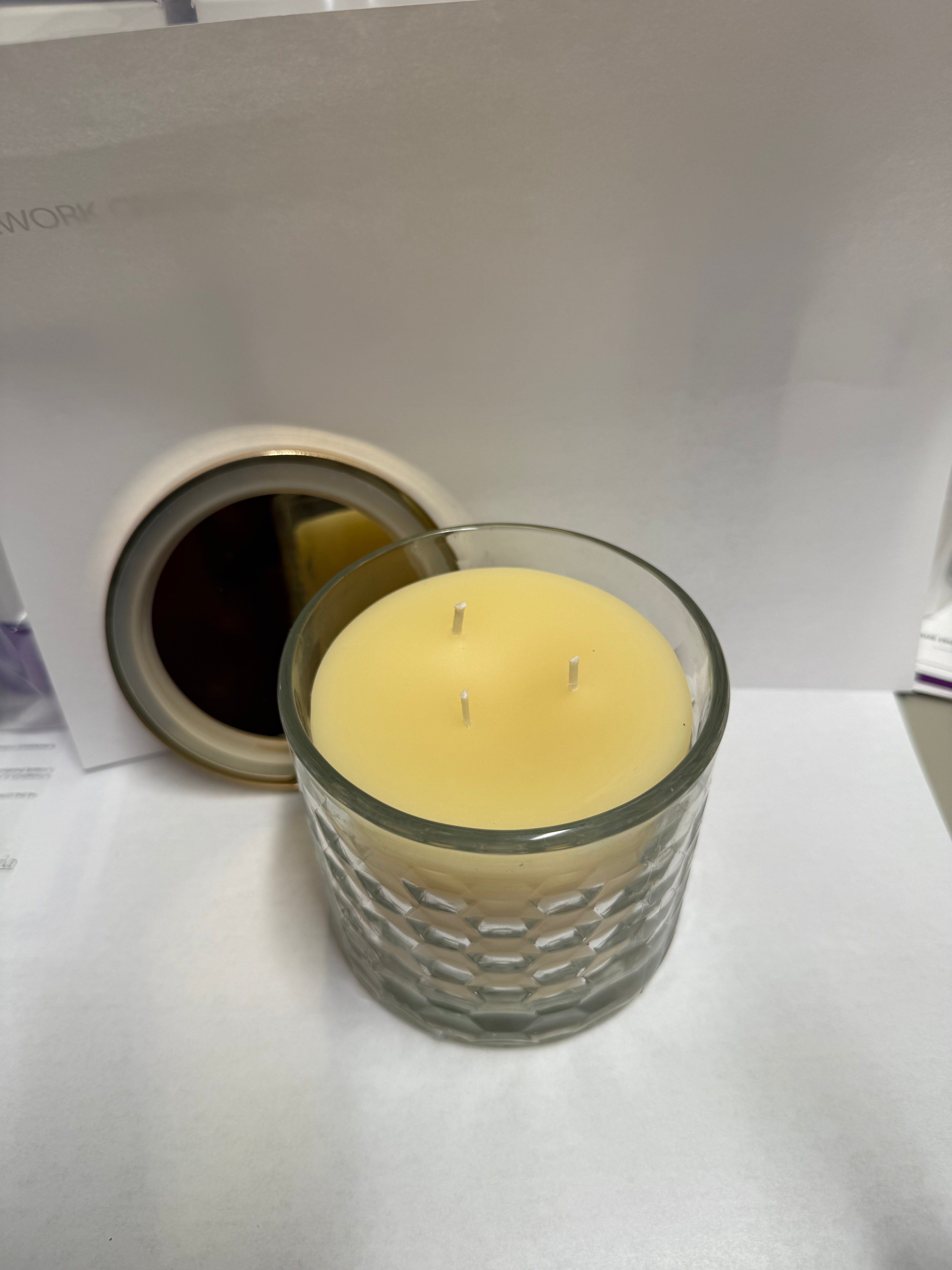 8 ounce decorative jar filled with soy candle scent of your choice
