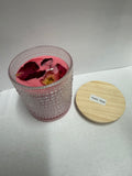 8 ounce decorative jar filled with soy candle scent of your choice