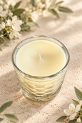 Candle close-up in a botanical setting