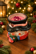 Snowman candle holder with Christmas scenery